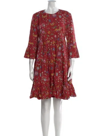 Pre-owned La Doublej Floral Print Mini Dress In Red