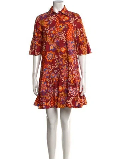Pre-owned La Doublej Floral Print Mini Dress In Red