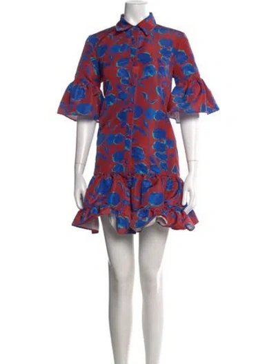 Pre-owned La Doublej Floral Print Mini Dress In Red