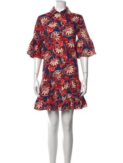 Pre-owned La Doublej Floral Print Mini Dress In Red