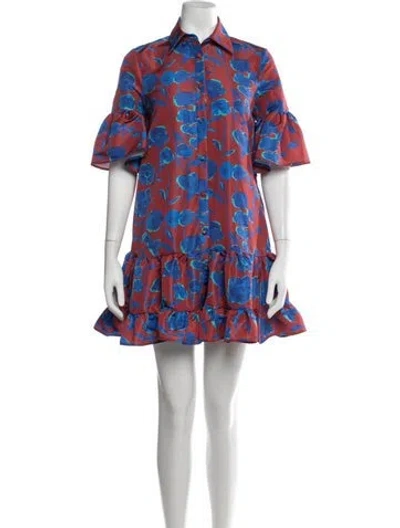 Pre-owned La Doublej Floral Print Mini Dress In Red