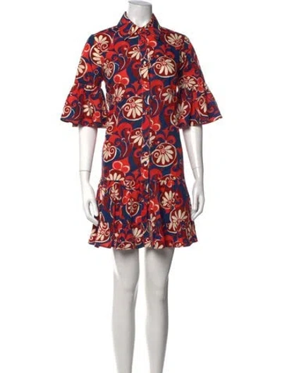 Pre-owned La Doublej Floral Print Mini Dress In Red