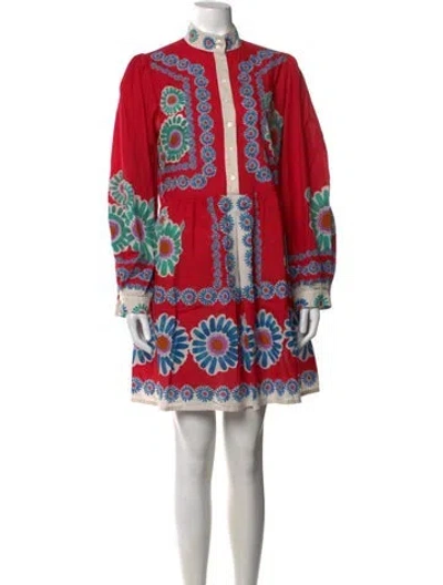 Pre-owned La Doublej Floral Print Mini Dress In Red