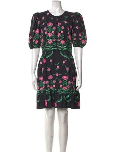 Pre-owned La Doublej Floral Print Mini Dress W/ Tags In Black/green
