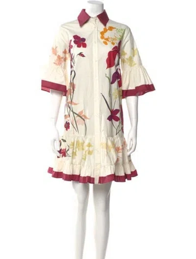 Pre-owned La Doublej Floral Print Mini Dress W/ Tags In Neutral