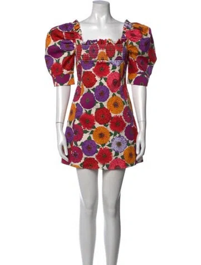 Pre-owned La Doublej Floral Print Mini Dress W/ Tags In Purple