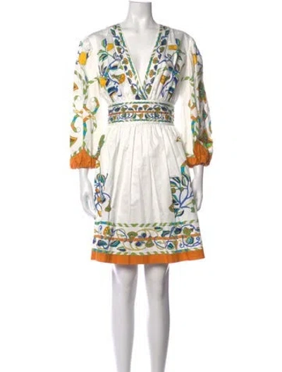 Pre-owned La Doublej Floral Print Mini Dress W/ Tags In White