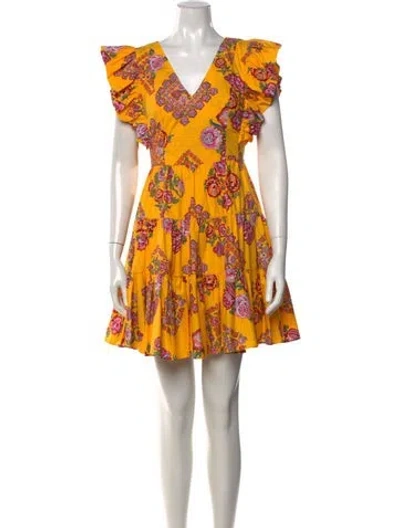 Pre-owned La Doublej Floral Print Mini Dress W/ Tags In Yellow