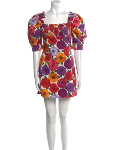 Pre-owned La Doublej Floral Print Mini Dress In White