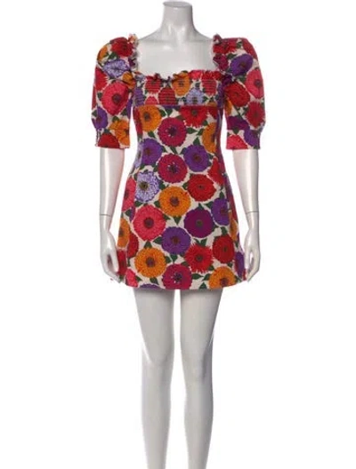 Pre-owned La Doublej Floral Print Mini Dress In White