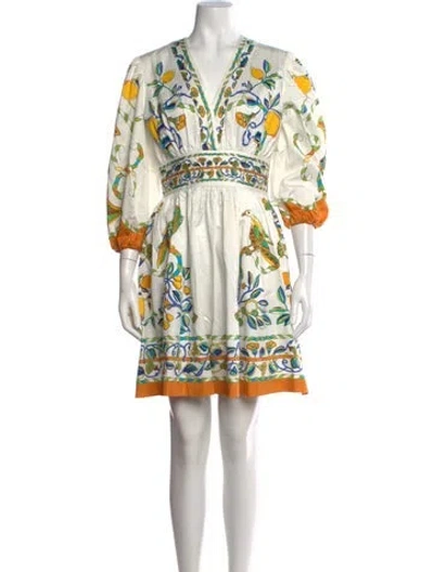 Pre-owned La Doublej Floral Print Mini Dress In White