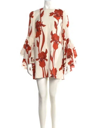 Pre-owned La Doublej Floral Print Mini Dress In White