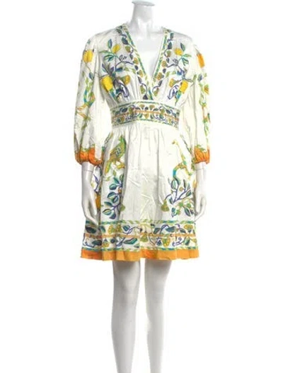 Pre-owned La Doublej Floral Print Mini Dress In White