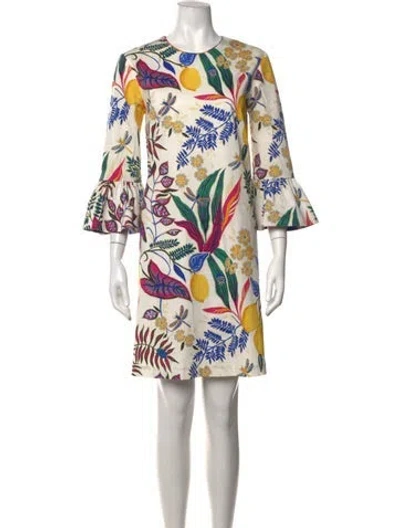 Pre-owned La Doublej Floral Print Mini Dress In White