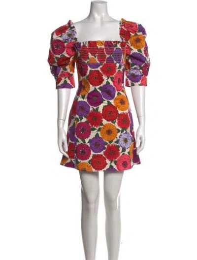 Pre-owned La Doublej Floral Print Mini Dress In White