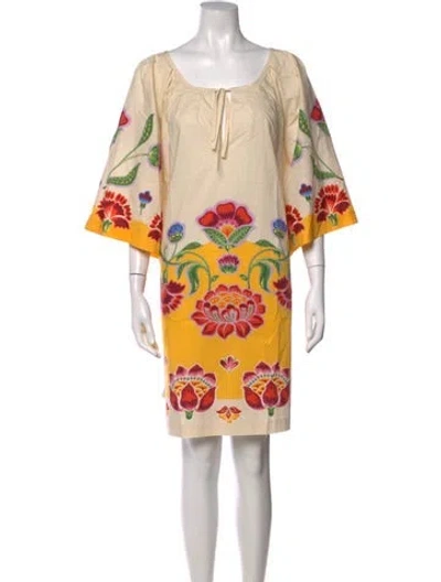 Pre-owned La Doublej Floral Print Mini Dress In Yellow