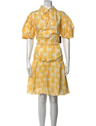 Pre-owned La Doublej Floral Print Mini Dress In Yellow