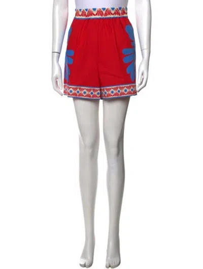 Pre-owned La Doublej Floral Print Mini Shorts In Blue/red