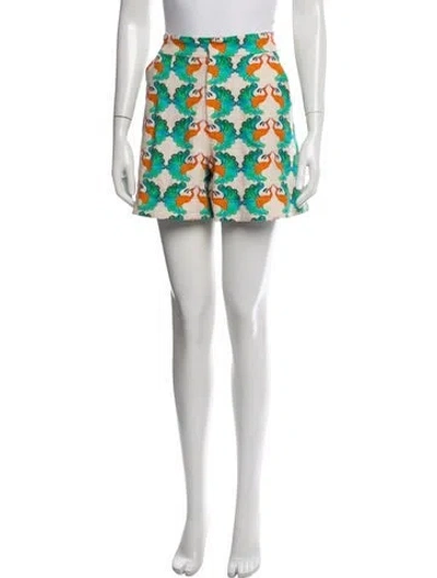Pre-owned La Doublej Floral Print Mini Shorts In Green