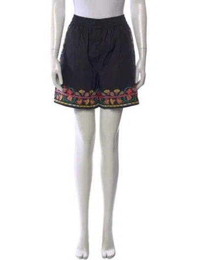 Pre-owned La Doublej Floral Print Mini Shorts W/ Tags In Black