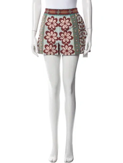 Pre-owned La Doublej Floral Print Mini Shorts W/ Tags In Red