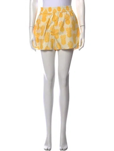 Pre-owned La Doublej Floral Print Mini Shorts W/ Tags In Yellow