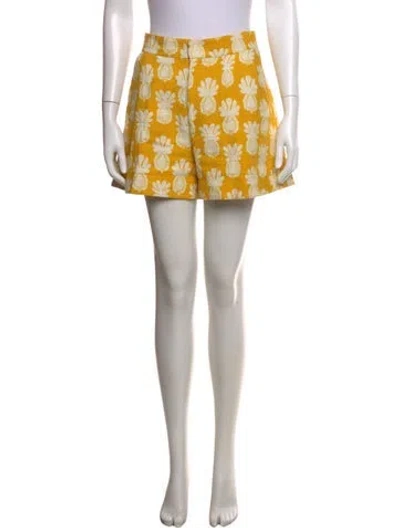 Pre-owned La Doublej Floral Print Mini Shorts In Yellow