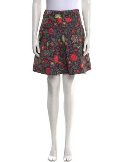Pre-owned La Doublej Floral Print Mini Skirt In Green