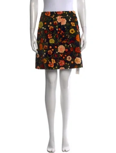 Pre-owned La Doublej Floral Print Mini Skirt In Orange