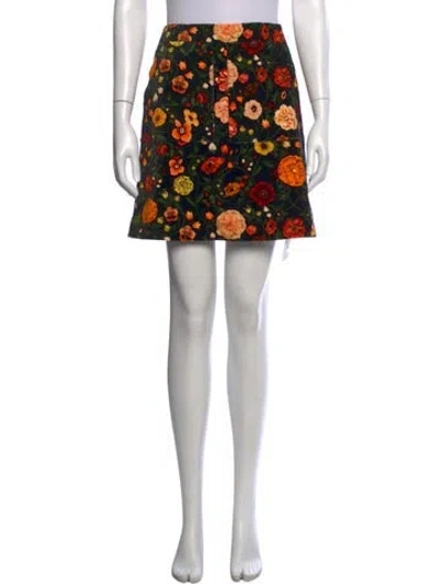 Pre-owned La Doublej Floral Print Mini Skirt In Orange