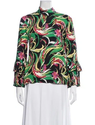Pre-owned La Doublej Floral Print Mock Neck Blouse In Multi