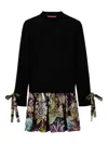La Doublej Floral-print Mock-neck Mini Dress In Black