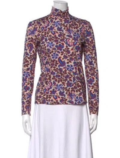 Pre-owned La Doublej Floral Print Mock Neck Top In Multicolor