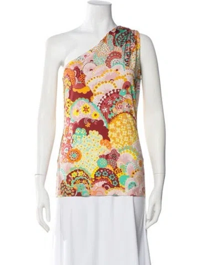 Pre-owned La Doublej Floral Print One-shoulder Top In Yellow