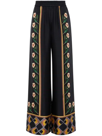 LA DOUBLEJ FLORAL-PRINT PALAZZO TROUSERS