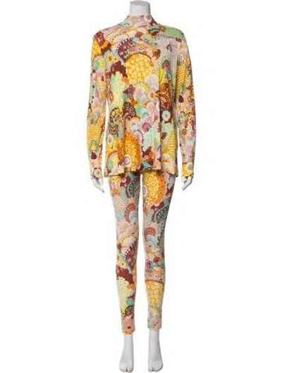 Pre-owned La Doublej Floral Print Pant Set In Multi