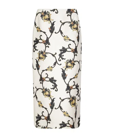La Doublej Floral Print Pencil Skirt In White