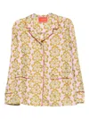 La Doublej Floral-print Piped-trim Shirt In Neutral