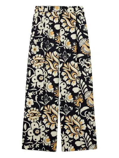 La Doublej Floral-print Pleated Trousers