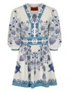 La Doublej Floral-print Puff-sleeve Mini Dress In White