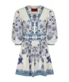 La Doublej Floral-print Puff-sleeve Mini Dress In White