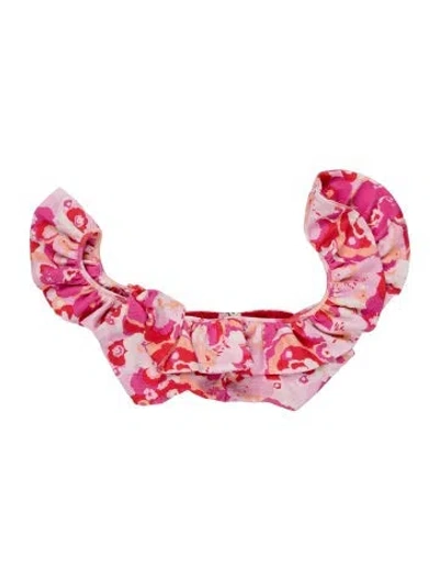 Pre-owned La Doublej Floral Print Ruffle Embellishment Bikini W/ Tags In Pink