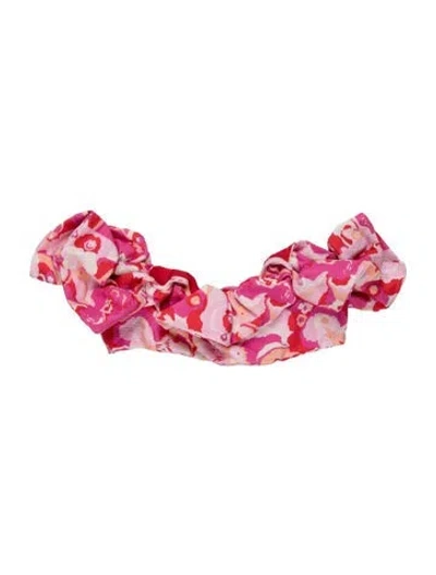 Pre-owned La Doublej Floral Print Ruffle Embellishment Bikini W/ Tags In Pink