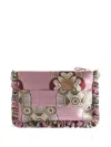 La Doublej Floral-print Ruffled Clutch Bag In Pink