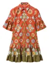 La Doublej Floral-print Ruffled Dress In Brown