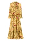 La Doublej Floral-print Ruffled Maxi Day Dress In Brown