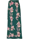 La Doublej Floral-print Sarong Skirt In Green