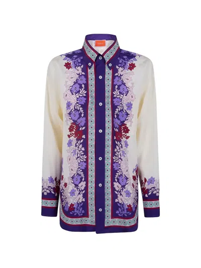 La Doublej Floral-print Shirt In Purple