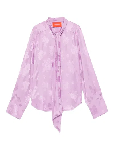 La Doublej Floral-print Shirt In Purple