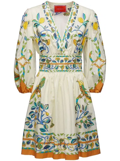 La Doublej Minikleid Mit Blumen-print In White